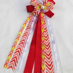 Floral Polka Bow Long Hair Clip