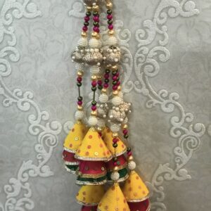Yellow, Red, Green Tassel with Beats and Pearls Latkan