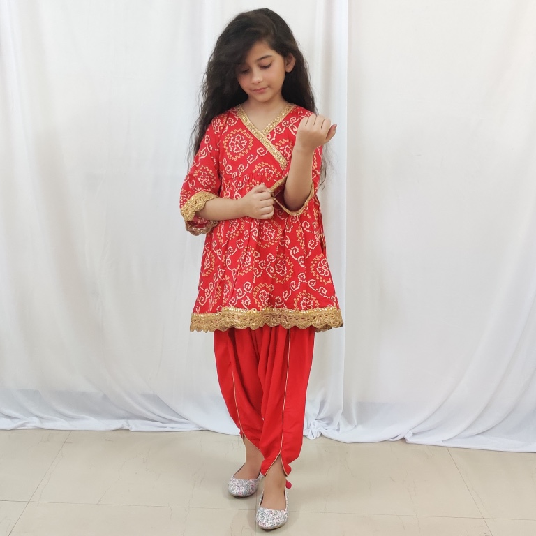 red bandhani 2 Red Bandhani Dhoti Set
