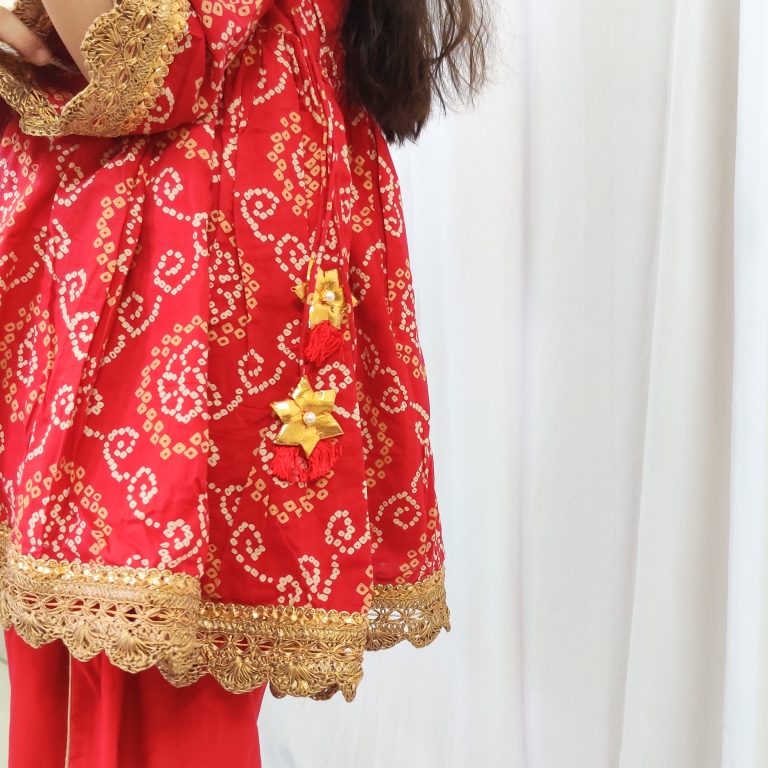 red bandhani 2 Red Bandhani Dhoti Set - Image 3