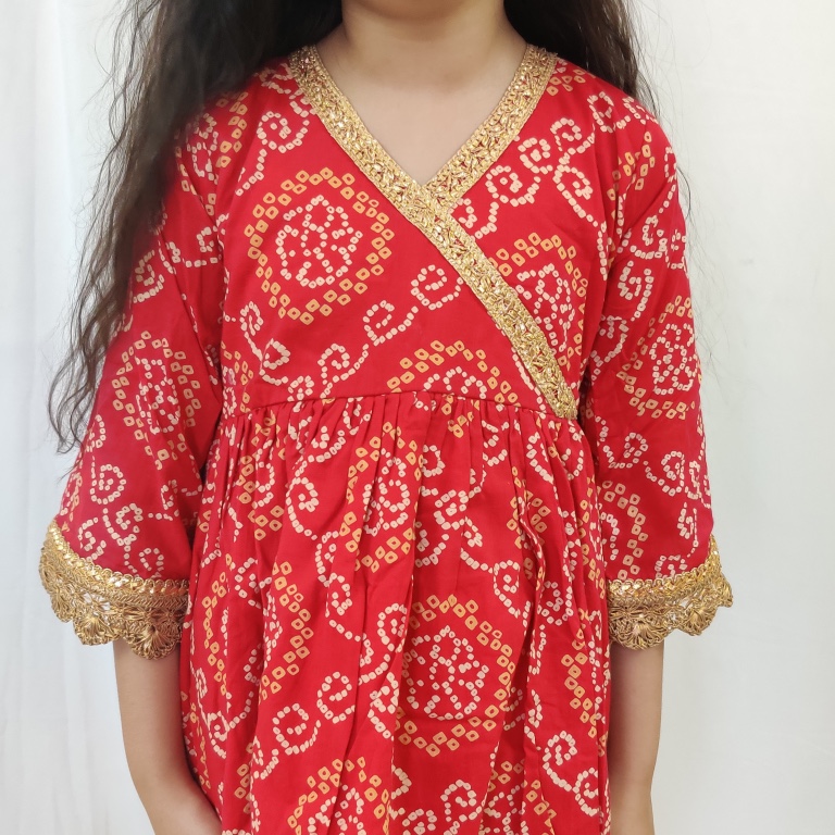 red bandhani 1 Red Bandhani Dhoti Set - Image 2