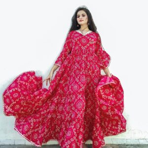 Magenta Bandhani Tier Dress