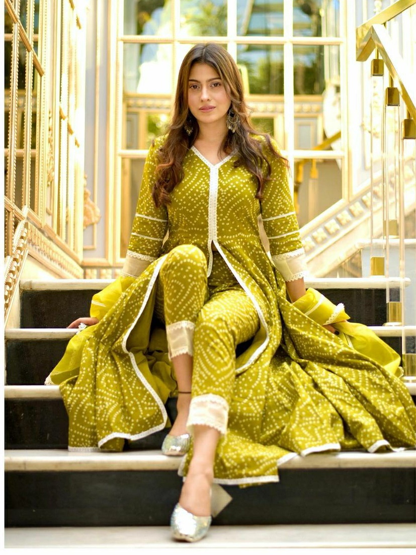 Olive Bandhani Suit - Image 2