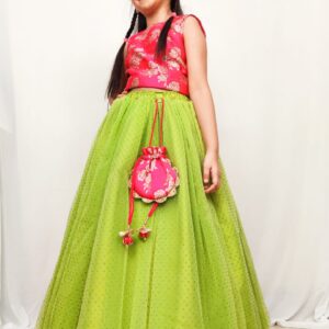 Green Lime Lehenga Skirt