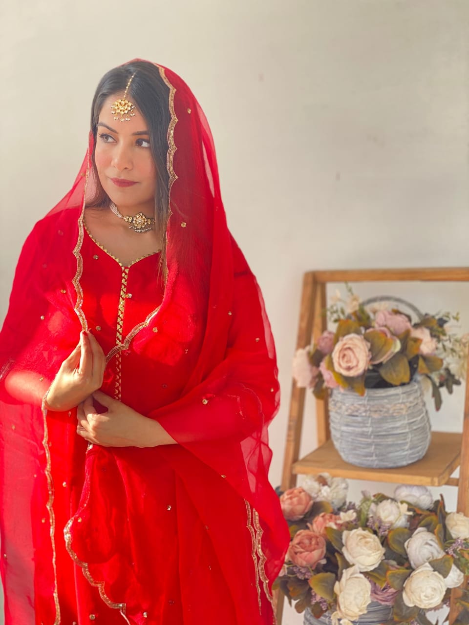 Ruby silk suit shhoshha Ruby Silk Suit Set - Image 3