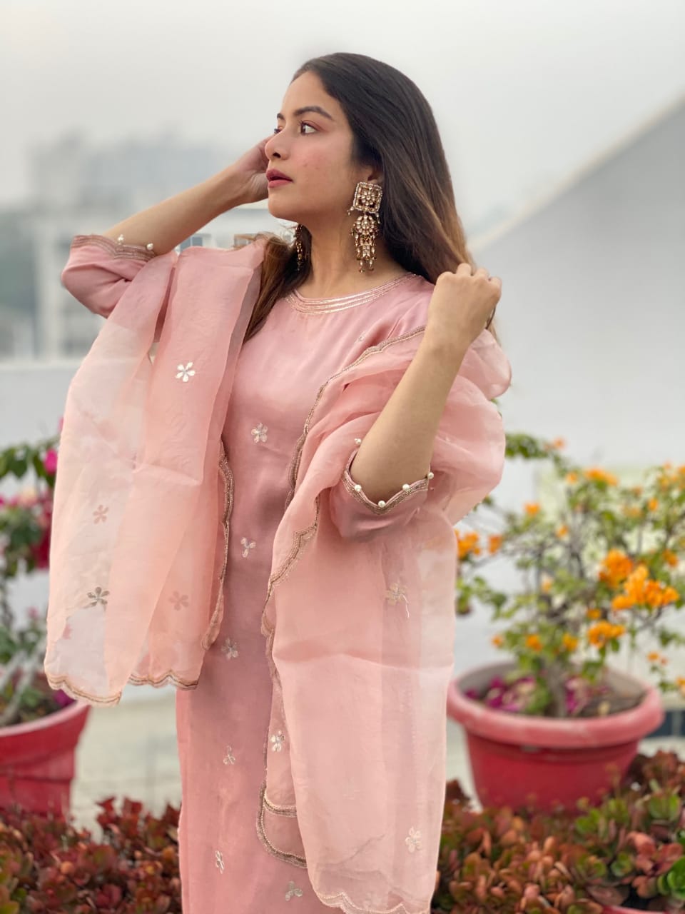 rosedust modal satin suit shhoshha 05 Rose Dust Satin Suit Set - Image 5