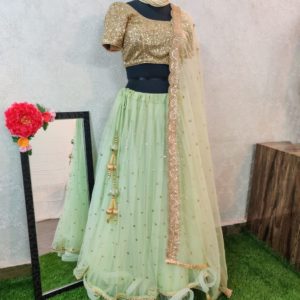 Seafoam Lehenga & Crop Top Set