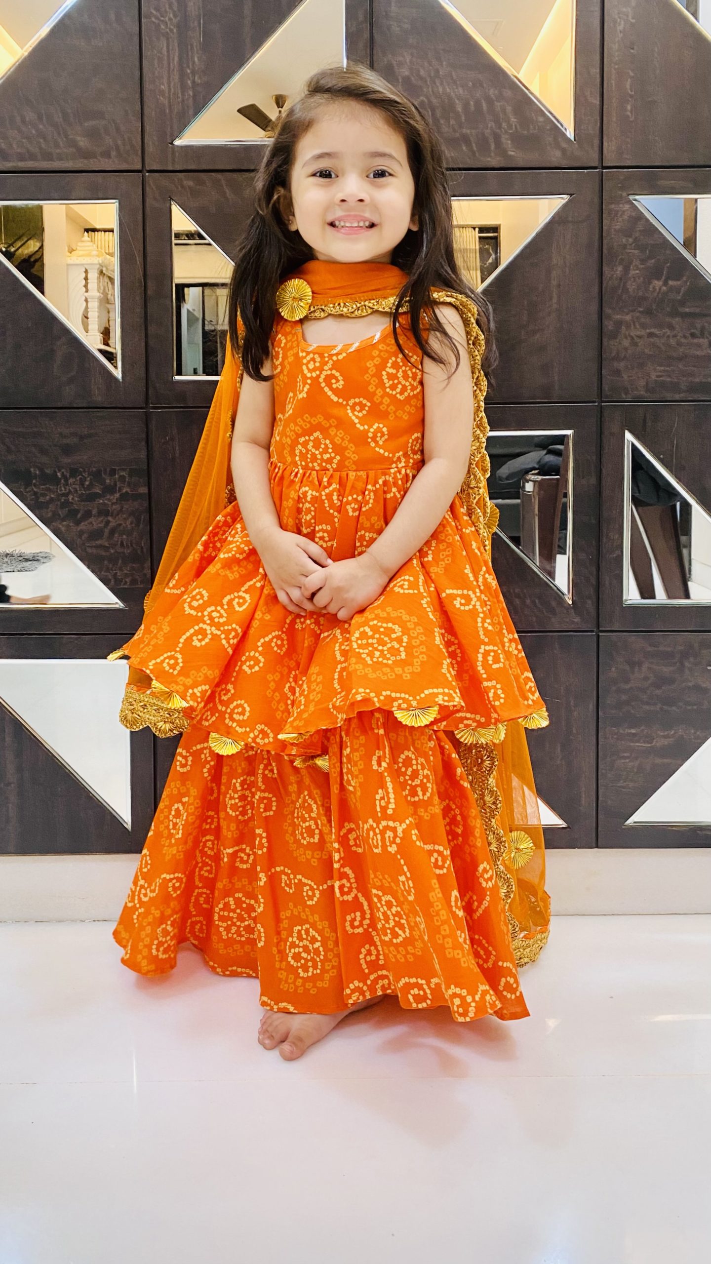 shhoshha tangerine suit set for kids Tangerine Kids Sharara Set
