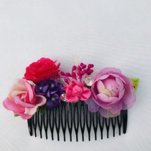 Multi-coloured Floral Hair Comb