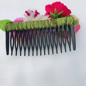 Pink And Red Rose With Stones Hair Comb