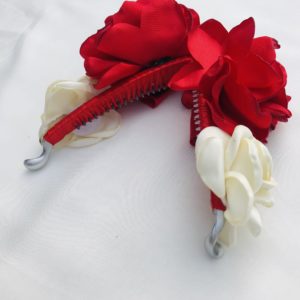 Red And White Rose Banana Clip