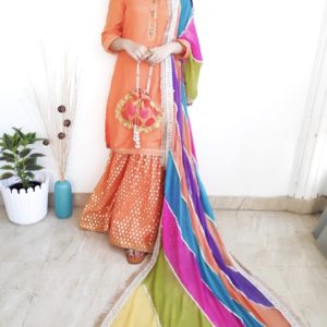 Orange Chanderi Sharara Suit