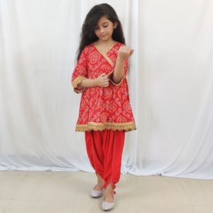 Red Bandhani Dhoti Set