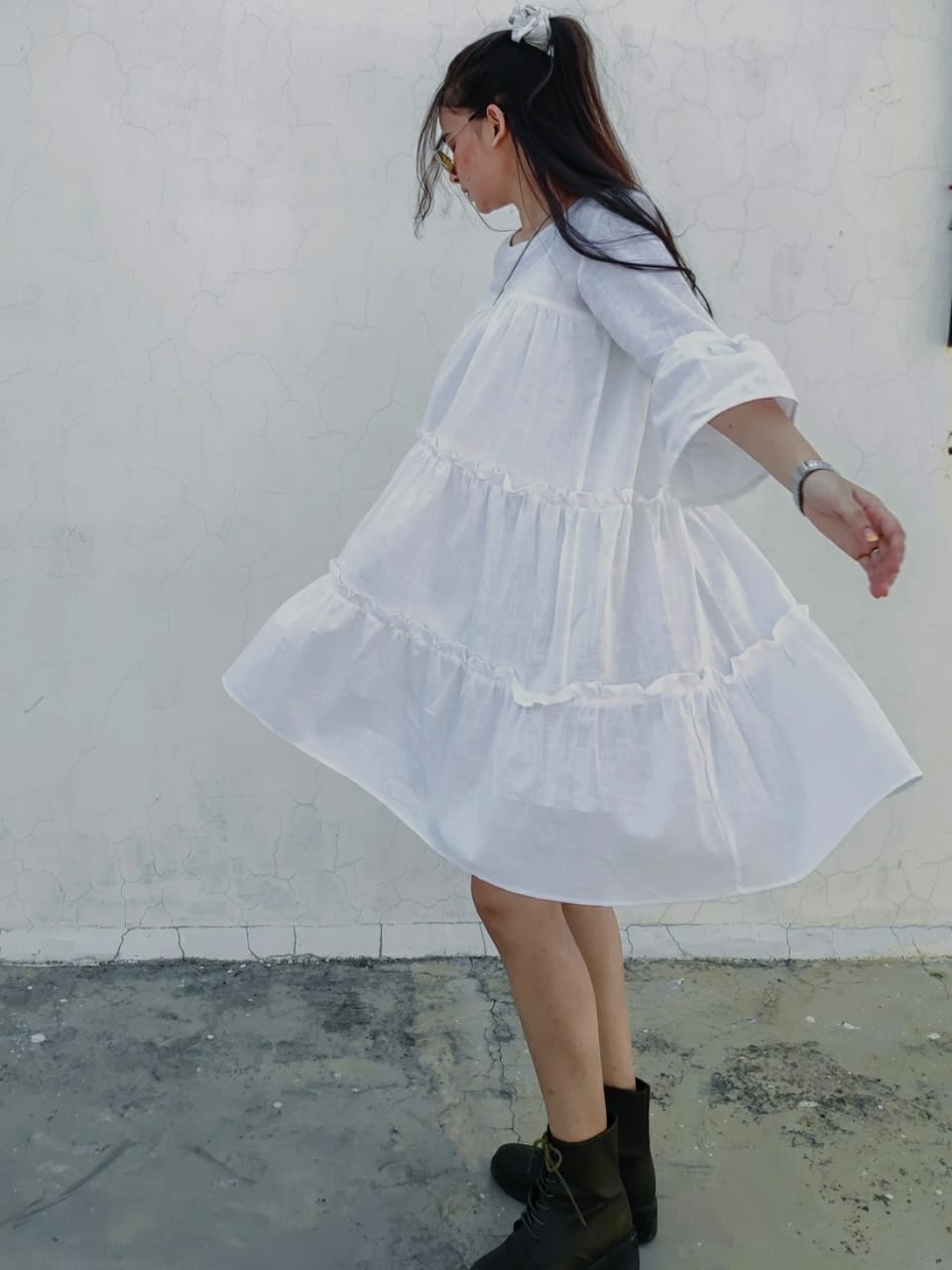 PIKADINGNIS Womens Summer White Dress Korean Style High Waist Puff Short  Sleeve Dress Girls Kawaii Fairy Party Mini Dresses - Walmart.com