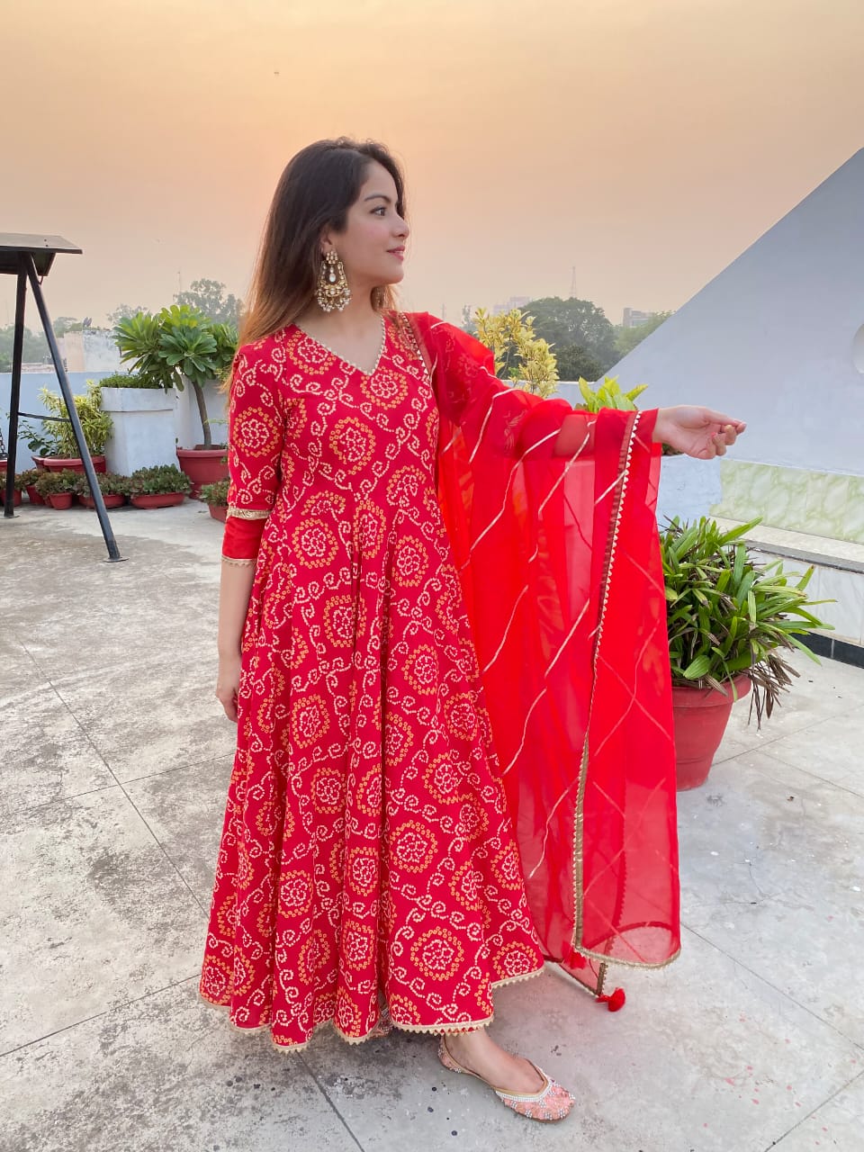 Red Bandhani Indo-Western Dress – Nangaliaruchira